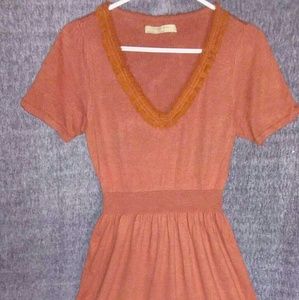 Anthropology burnt orange dress